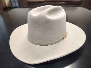 Vtg Beaver Brand 5X Cowboy Hat Western Silver Fur Felt USA Mens Sz 7 1/4