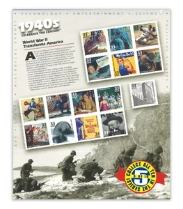 USA 1998 Celebrate the Century 1940s No.5 In A Series of Ten Sheets Stamps MUH - Picture 1 of 2