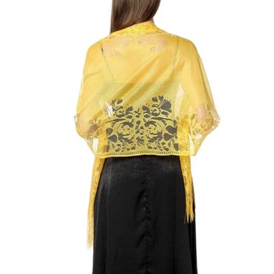 Hermoso chal envolvente de boda con borla de bufanda transparente de encaje de tul para graduaciones Foto 1 de 4