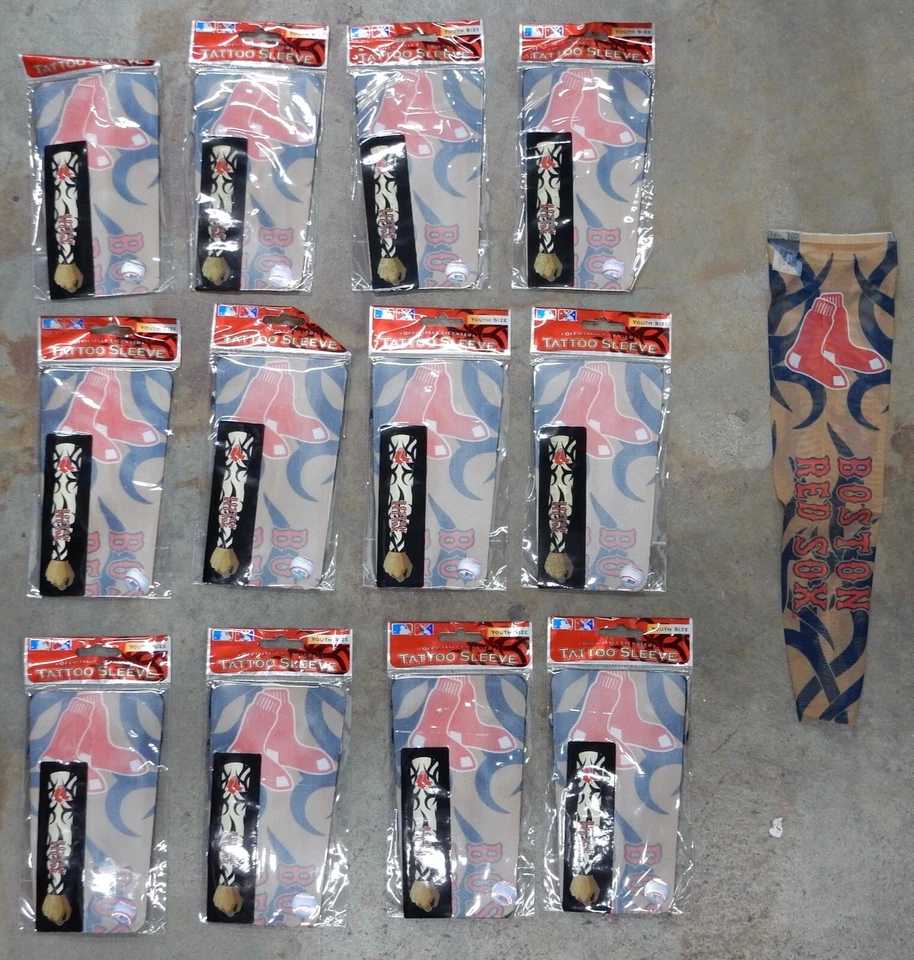 Pack of 12 Boston Red Sox Socks Tribal Tattoo Arm Sleeves Sleeve Band Youth Size - Image 1 of 1