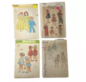 Lote de patrón de costura CORT simplicidad niño pequeño talla 2 bata pijama vestido jersey de colección - Imagen 1 de 5