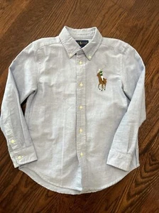 Ralph Lauren Shirt Boys Large Blue Big Pony Logo Button Up Preppy Youth Kids 7 - Picture 1 of 7