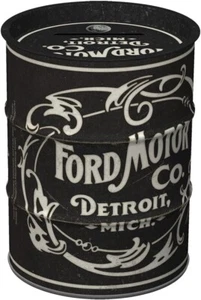 Vintage Style Retro Money Box Oil Barrel Shape Tin - FORD VINTAGE LOGO - Picture 1 of 3