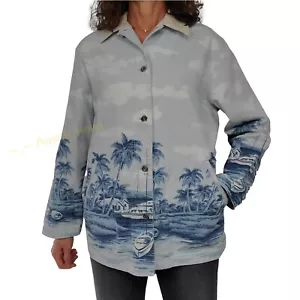 Chaqueta de Granero RALPH LAUREN Naval Supply Talla L/XL Azul Isla de San Martín Estampado de Barco - Imagen 1 de 12