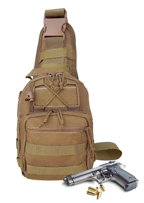 Nylon Tactical Conceal Carry Crossbody Pistol Gun Bag Multiple Compartments Adju - Image 1 of 4