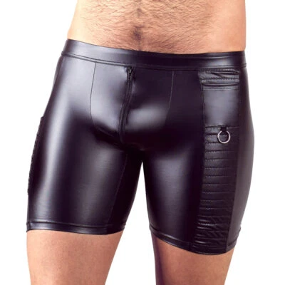 NEK SEXY Herren Radler M L XL 2XL matter Wetlook Front-Zip Taschen Shorts "Roccoy"