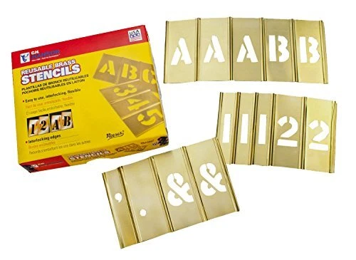CH Hanson 10156 6" 92 Pc Brass Interlocking Stencil Set -Letters and Numbers - Image 1 of 1