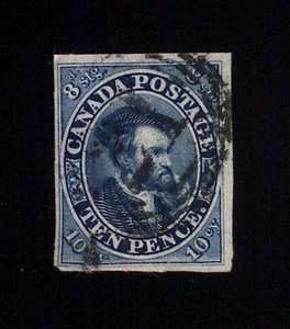 💥RARE💥 CANADA #7a USED THICK PAPER, VF *HUGE MARGINS* CARTIER (1855) 10P - Picture 1 of 8