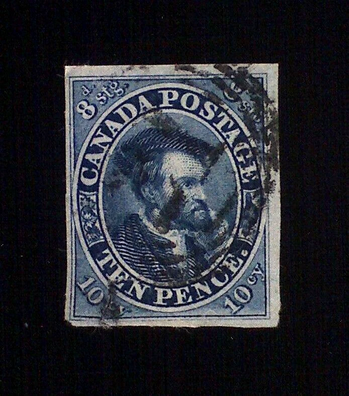 💥RARE💥 CANADA #7a USED THICK PAPER, VF *HUGE MARGINS* CARTIER (1855) 10P - Image 1 of 4