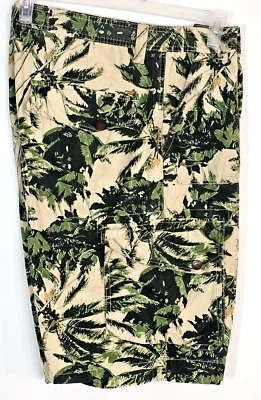Pantalones Cortos Carga Para Hombre Marca Akoo Estampado Verde Tropical 100% Algodón Talla 38 Foto 1 de 4