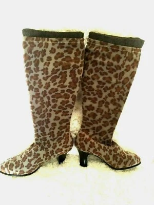 Botas altas AJ Valenci Comfort LEOPARD para mujer talla 9,5 M. Muslo para piernas delgadas Foto 1 de 4