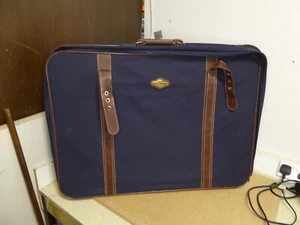 Vintage Revelation WIDE LARGE BROWN BLUE Suitcase 84x60x17cm DOUBLE WHEEL #W2 - Picture 1 of 8