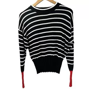 Maglione donna WHISPER by BRODIE Delta Crew a righe misto cotone blu piccolo nuovo con etichette - Foto 1 di 11