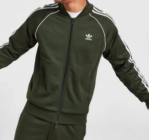 Adidas Originals Sst Hombre Top de Chándal En Verde Oscuro y Blanco - Imagen 1 de 5