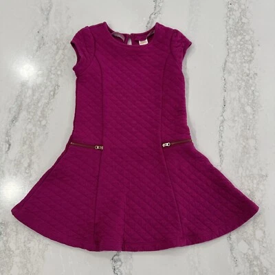 Gymboree BEST IN SHOW Girls Short Sleeve Quilted Drop Waist Dress Size 6 Purple - Image 1 of 4