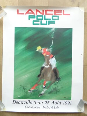 Affiche ancienne LANCEL POLO CUP Deauville VICTOR SPAHN sport vintage poster - Photo 1/4