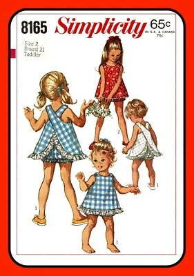 Girls Sleeveless TOP and BLOOMERS Child Simplicity 8165 Vtg 1969 Sewing Pattern - Image 1 of 4