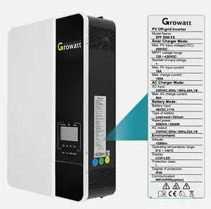Growatt 5kW Off Grid MPPT Solar Inverter- SPF5000ES , Parallel up to 6 - Picture 1 of 6