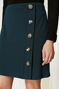  NEU Wallis 8-18 dunkelgrün hochtailliert A-Linie Knopfrock Smart Work formell - Bild 1 von 8