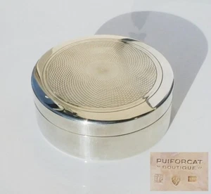 Antique Silver Plated Pill Snuff Candy Box Case By Puiforcat France 20th Century - Picture 1 of 5