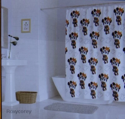 Disney Halloween Mickey & Minnie Mouse Esqueleto Tela Cortina de Ducha 72x72 Nuevo con Etiquetas Foto 1 de 2