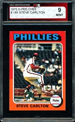 Béisbol 1975 Topps Opc O Pee Chee #185 Steve Carlton Salón de la fama KSA 9 como nuevo Phillies Foto 1 de 2
