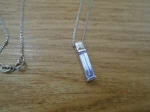 Collana argento sterling 16 pollici con ciondolo scanalato oblungo - Foto 1 di 2