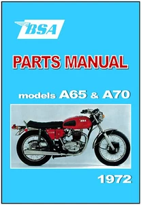 BSA Parts Manual A65 Models A65L A65T & A70 1972 Replacement Spares Catalog List - Picture 1 of 4