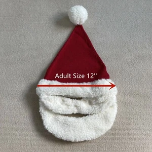 NWT Christmas Adult/Kid Knit Santa Hat with Beard Plush Xmas Party Cosplay Hat - Picture 1 of 8