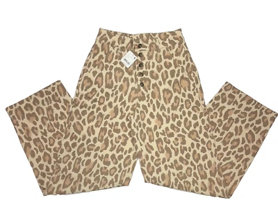 NEW Free People We The Free Jordy Leopard High Rise Straight Pant Jeans Size 4 - Image 1 of 4