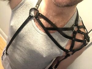 Priape Leather Man NYC gay black Leather harness Fetish Mens S/M Circuit Gear