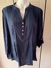 Women's Zac & Rachel peasant shirt 3/4 sleeve with abalone shell buttons Size 1X