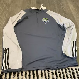 adidas Seattle Sounders FC Pullover Shirt Men’s Size: 2XL Gray NWT Slim Fit - Picture 1 of 5