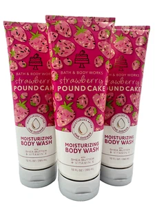 Bath & Body Works LOT 3 Strawberry Pound Cake Moisturizing Body Wash 10 oz - Picture 1 of 2