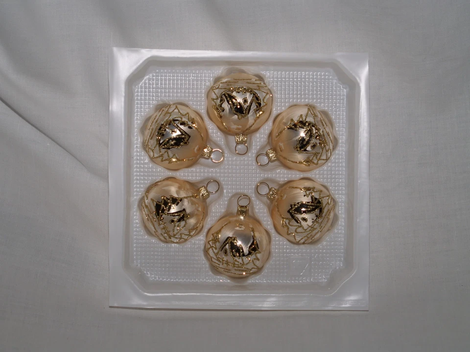 Christbaumschmuck Lauscha   5cm Kugel champ./gold Winterlandschaft - Bild 1 von 1