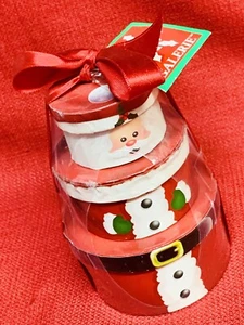 GALERIE Christmas Santa Claus Containers Candy Pieces Nesting Doll 3”dia.x 4 1/2 - Picture 1 of 5