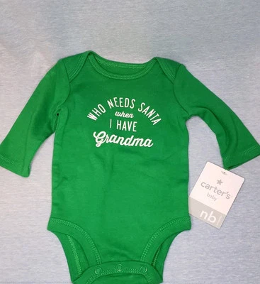CARTER'S Bodysuit Size Newborn *Who Needs Santa When I Have Grandma* - Image 1 of 2