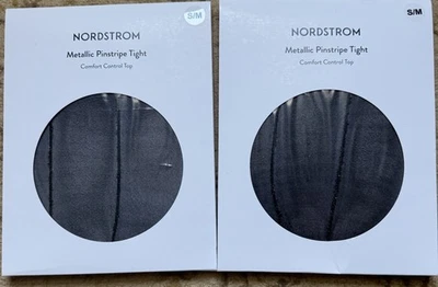 Lote de 2 Medias Nordtrom Control Top Metálicas Pin Rayas (TÚ OBTIENES AMBAS) S/L Foto 1 de 4