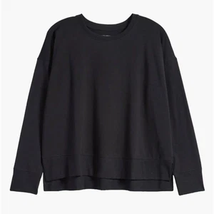 Eileen Fisher Women's Organic Cotton Black Relaxed Cotton Sweatshirt Petite Med - Picture 1 of 7