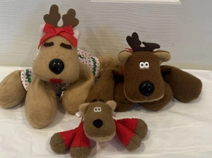 Lot of 3 Rhonda Randy  1984 1986 Vintage Hallmark Stuffed Plush Reindeer - Picture 1 of 11