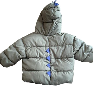 Old Navy Boys Frost Free Dinosaur Puffer Hoodie 12-18 M Green Outdoors Fun Play - Picture 1 of 11