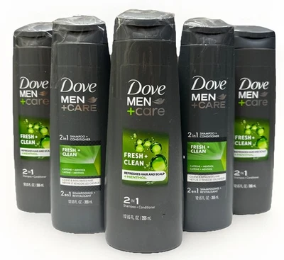 5 Упаковок: голубь мужчин + уход 2 в 1 шампунь и кондиционер свежий + чистый, 12 унций - Изображение 1 из 4