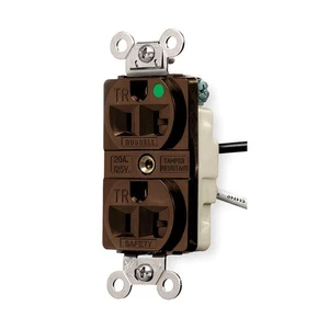 HUBBELL HBL8200SGA Recept,Brown,15 A,2P3W,Back; Side,1PK 6C656 - Picture 1 of 1