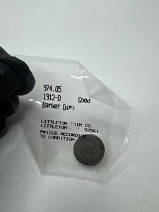 1912-D Barber Dime Good Condition ~ Scarce Coin ~ Littleton Coin Co - Picture 1 of 2