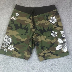 Pantalones Cortos de Tabla RVCA Para Hombre Talla 32 Camuflados Hawaianos Florales Cordones Surf Playa - Imagen 1 de 6