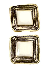 35mm Gold White Square Raised Lined Filigree Shank Buttons Vintage Boho Retro 4 - Picture 1 of 5