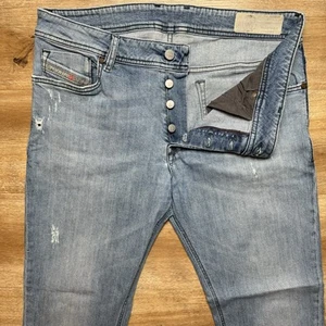 Diesel Jeans Men 34x32 Blue Sleenker Slim Skinny Stretch Thrashed Inseam Alt. - Picture 1 of 13