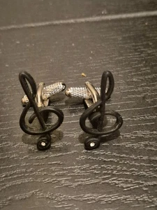 Black Musical Note Cufflinks - Picture 1 of 3