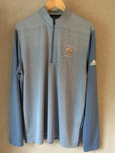 Adidas Mens 1/4 Zip Pullover Sz L Blue Lightweight Whistling Golf Course Logo - Picture 1 of 10