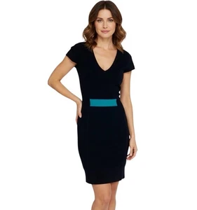 Vestido Vaina French Connection Negro Dani Crepé Manga Tapa Cuello en V Talla 6 Nuevo con Etiquetas - Imagen 1 de 10